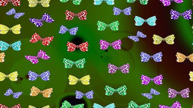 Kumaş, tekstil, baskı ve davetiye örnekleri. Raster. Doğadaki güzellik. Çizim kalıbı. Yeşil arka planda uçan güzel kelebek.