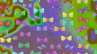 Green butterflies. Exotic animals. Superb background for design of fabric, paper, wrappers and wallpaper. Raster illustration. clipart