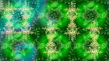 Soyut kar taneleri arkaplanda izole edilmiş düz dizayn. Kar taneleri deseni. Raster kar taneleri arka planda. Raster illüstrasyonu. Kar tanesi renkli desen.