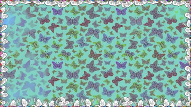 Illustration on blue and neutral colors. Seamless pattern with Flying Butterflies in Watercolor Style. Raster illustration. Background for Fabric, Textile, Print and Invitation. Beauty in Nature. clipart