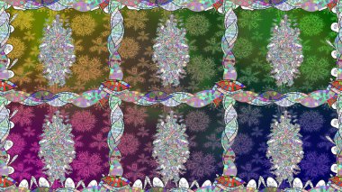 Renkli Bahar Temalı Kusursuz Arkaplan. Çiçekle kusursuz desen. Düz Çiçek Elementleri Tasarımı. Yeşil renkte çiçekler.