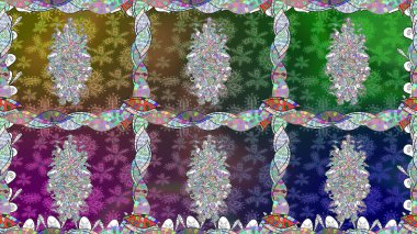 Çiçek yeşili, pürüzsüz desen. Raster çiçek izi. Klasik taslak çizimi. Raster Yumuşak kumaş deseni.