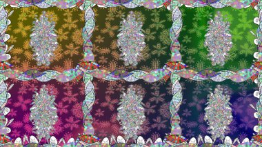 Yeşil renkli çiçekler. Elle boyanmış suluboya, kusursuz çiçekler ve bitkiler..