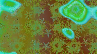 Çiçeksiz desenli, suluboya elle çizilmiş elementler. Parlak renkli fantezi çiçekleri, yapraklar, yeşil renkli tomurcuklar.