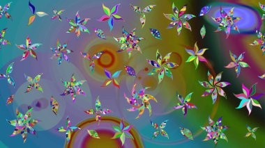 Küçük çiçekteki sevimli çiçek deseni. Soyut çiçek çizim kalıbı arka planı. Raster illüstrasyonu. Mavi renklerde. Raster deseni.