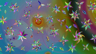 Mavi renkli çiçekler. Tatil havası. Raster güzel bir çiçek deseni çizmiş. Nazik romantik baskı. Bahar mevsimi.