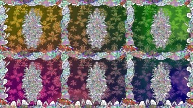 Yeşil renkli çiçekler. Elle boyanmış suluboya, kusursuz çiçekler ve bitkiler..