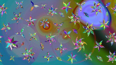 Raster illüstrasyonu. Mavi renklerde. Mavi renkte mavi papatya deseni.