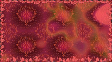 Manzaralı çiçek deseni. Çiçek kompozisyonu, el boyası, hassas şablon. Üst manzara, yumuşak kırmızı renk tarzı. Sevgililer günü ve tebrik kartı konsepti için şık bir davet.