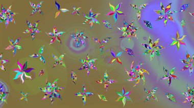 Raster illüstrasyonundaki çiçek desenli çizim. Tarafsız renklerde çiçekler.