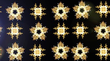 Raster illüstrasyonu. Soyut mandala ya da tuhaf kar tanesi çizgisi sanat tasarımı. Renkli arka planda izole tatlı kar taneleri.