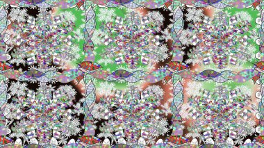 Raster illüstrasyonunda kusursuz çiçek deseni. Suluboya tarzında nötr renkler üzerine çiçekler.