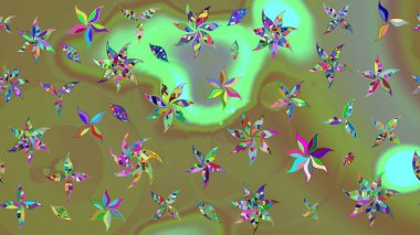 Raster illüstrasyonu. Eski usul. Miles Fleur, süslü püslü bir süs. Kumaş, tekstil, duvar kağıdı baskısı için. Tomurcukları papatya çiçekleri olan sevimli bir çiçek deseni. Taslak arkaplan.