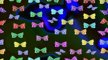 Kumaş, tekstil, baskı ve davetiye için arka plan. Gri renkli resimler. Suluboya soyut parlak desenli kelebek kanatları, retro renkler.