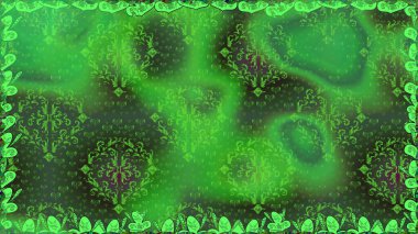 Düz Çiçek Elementleri Tasarımı. Raster Illustrasyon 'da moda olmayan çiçek deseni. Renkli Yaz Temalı Kusursuz Arkaplan. Yeşil renkte çiçekler.