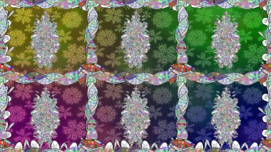 Anti-stres için soyut örnek sayfası. Yeşil renklerde. Raster illüstrasyonu.