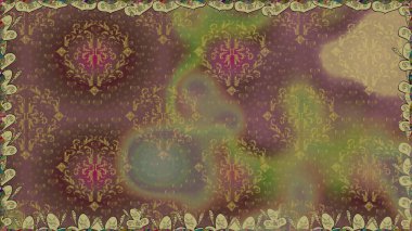 Klasik çiçekler. El çizimi, soyut ve süslü elementler. Yaz çiçekleri teması. Kahverengi renkli. Suluboya resim taklit Raster illüstrasyonu.