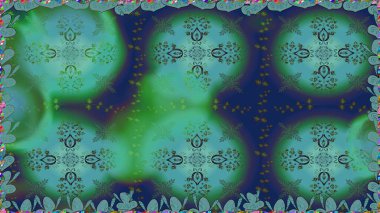 Mavi renkli, zarif çiçek buketli suluboya. Renkli Bahar Temalı Kusursuz Arkaplan. Raster illüstrasyonu. Düz Çiçek Elementleri Tasarımı.