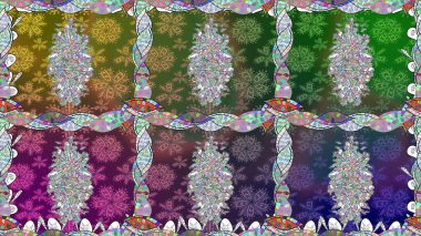 Raster illüstrasyonunda kusursuz çiçek deseni. Yeşil renkli çiçekler. Renkli Yaz Temalı Kusursuz Arkaplan. Düz Çiçek Elementleri Tasarımı.