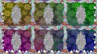 Hediye ambalaj kağıdı, tebrik kartları, posterler ve pankart tasarımı. Yeşil renkli çiçekler. Raster düz çiçekleri pürüzsüz desen.