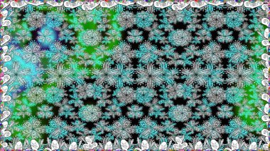 Raster illüstrasyonu. Raster illüstrasyonu. Kusursuz çiçek deseni. Asya tekstil tarzında. Mavi renkte çiçekler.