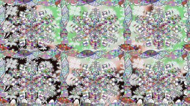 Soyut etnik raster kusursuz desen. Vadinin çiçekleri tarafsız renklerde. Çiçekler..