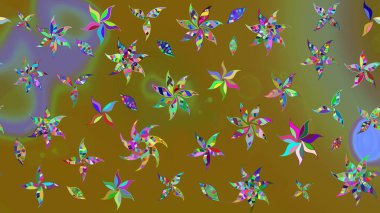 Tekstil için figür. Davetiye ve kartpostal tasarımı için dekoratif çiçek unsurları. Poster ya da kapak için arka plan. Yapraklı çizim şekli. Sevimli zarif çiçekler Raster illüstrasyonu.