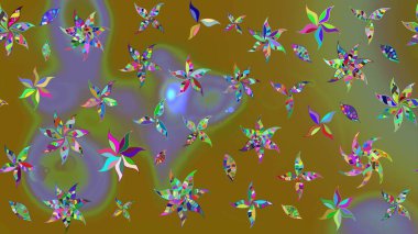 Kahverengi renkte yaz çiçekleri. Küçük çiçekteki sevimli çiçek deseni. Raster deseni. Raster illüstrasyonu.