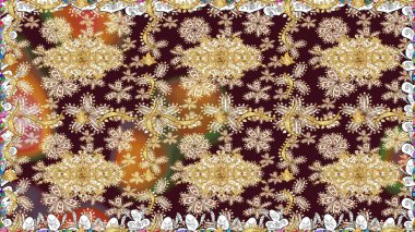 Kumaş desenli papatya çiçeği detayı. Kahverengi renkte çiçekler.