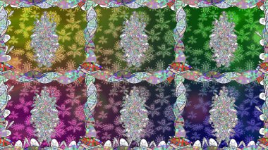 Çiçekli el, pürüzsüz desen çizmiş. Modern gelişim yeşil raster arka plan duvar kâğıdı illüstrasyon klasik çizgili iz sürme desenli çiçekler, çiçekli süsler.