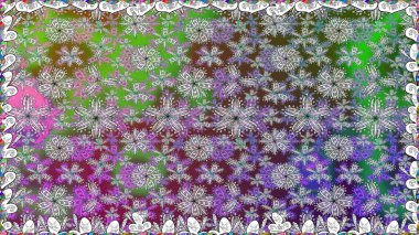 El çizimi Raster çizimi. Duvar kağıdı, web sitesi arka planı, ambalaj kağıdı, davetiye, broşür, afiş veya web sitesi için kusursuz çiçek deseni kullanılabilir. Parlak elementlerin.
