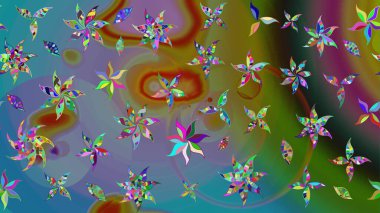 Yumuşak, mavi renkte yaz çiçekleri. Raster illüstrasyonu. Raster çiçek desenli ve çiçekli..