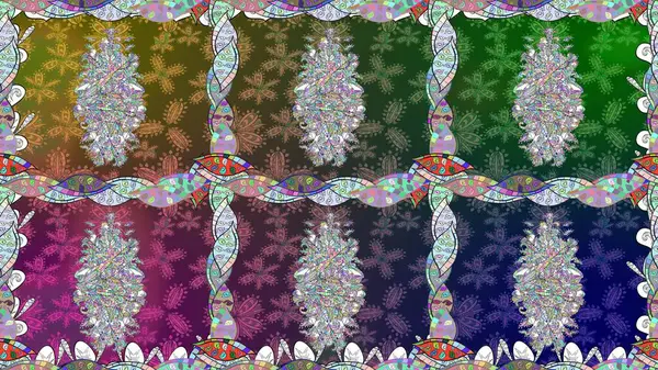 Elle çizilmiş çiçek deseni (fayans). Tekstil için dikişsiz suluboya desen. Sevimli çiçekleri, desenleri, yeşil renkleri olan renksiz desenler..