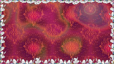 Soyut etnik raster kusursuz desen. Arkaplan dokusu, duvar kağıdı, kırmızı renkli çiçek teması. Kabile sanatı boho baskısı, klasik çiçek arkaplanı.