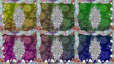 Raster illüstrasyonu. Yeşil renklerde. Güzel kumaş deseni. Raster illüstrasyonunda kusursuz çiçek deseni.