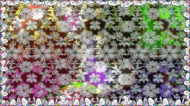 Raster illüstrasyonu. Düz Çiçek Elementleri Tasarımı. Renkli Bahar Temalı Kusursuz Arkaplan. Zarif çiçekler, gri renkte suluboya..