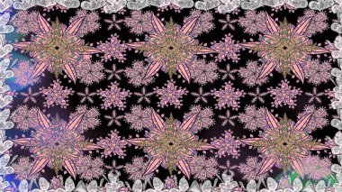 Raster illüstrasyonu. Kusursuz çiçek deseni. Tarafsız renklerde Asyalı tekstil.