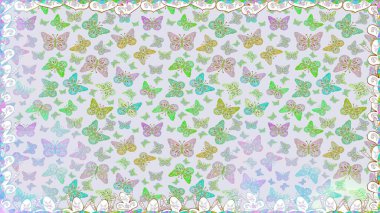 Çiz, çiz, çiz. Basit bir şekilde. Gri, nötr ve yeşil renklerde tropik kelebek deseni. Kelebek görüntüsü. Raster illüstrasyonu.