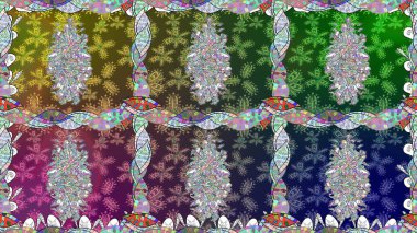 Hediye ambalaj kağıdı, tebrik kartları, posterler ve pankart tasarımı. Raster düz çiçekleri pürüzsüz desen. Yeşil renkte çiçekler.