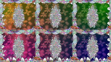 Raster illüstrasyonu. Çiçek deseni. Şatafatlı bahar bahçesi dokusu. Yeşil renkli çiçekler. Çiçekler yeşil renklerde pürüzsüz.