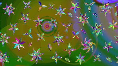 Yumuşak, yeşil renkli yaz çiçekleri. Raster illüstrasyonu. Raster çiçek desenli ve çiçekli..