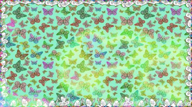 Seamless pattern background with insect. Different beautiful butterflies flying for coloring book. Abstract seamless pattern for clothes, boys, girls, wallpaper. Raster illustration.