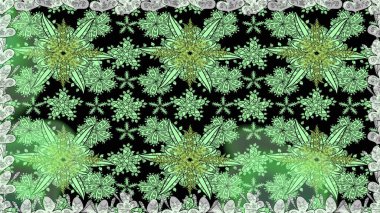 Düz Çiçek Elementleri Tasarım Raster illüstrasyonu. Yeşil renkte çiçekler. Renkli Bahar Temalı, pürüzsüz bir arka plan. Çiçekli, suluboya desenli kusursuz çiçek deseni.