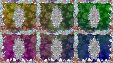 Güzel kumaş deseni. Raster illüstrasyonunda kusursuz çiçek deseni. Düz Çiçek Elementleri Tasarımı. Renkli Bahar Teması Kusursuz Arkaplan.