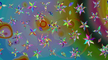 Raster illüstrasyonu. Yumuşak, mavi renkte yaz çiçekleri. Küçük çiçekteki sevimli çiçek deseni. Raster deseni.