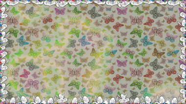 Raster. Butterflies pattern. Seamless. Pattern for fabric, textile, print and invitation. Illustration on gray and neutral background. clipart