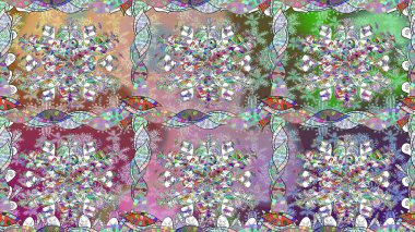 Moda baskıları için zarif bir şablon. Modern çiçek arkaplanı. Halk tarzı. Rengarenk çiçekleri ve yaprakları tarafsız renklerde inanılmaz bir çiçek deseni var..