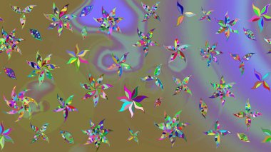 El çizimi çiçekli soyut çizim kalıbı. Tarafsız renklerde çiçekler. Raster illüstrasyonu.