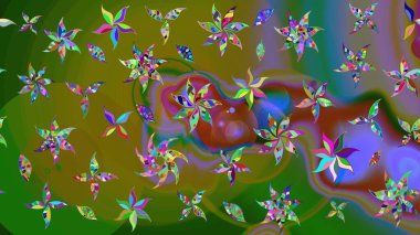 Yeşil renkli çiçekler. Nazik, narin çiçek arkaplanı. Raster çiçek desenli ve çiçekli..