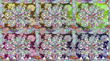 Raster illüstrasyonu. Tarafsız renklerde. Çiçekli güzel suluboya desen.